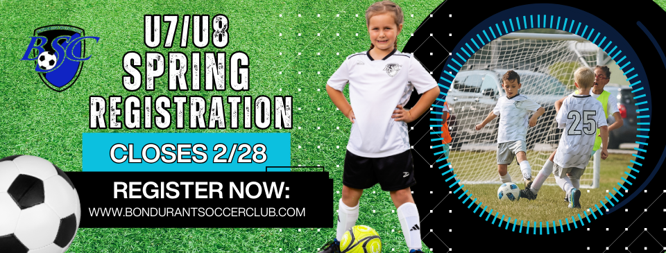 U7/U8 REGISTRATION OPEN THROUGH 2/28